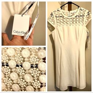 Calvin Klein Lace Top, Flare Skirt NWT DRESS